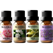 Mahra Mahrashop 4'lü Set Esansiyel Uçucu Koku Yağı Buhurdanlık Yağı Difüzör Esansı Ortam Oda Kokusu 10 ml x 4 Adet