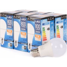 Ack LED Ampul 800 Lumen 3000 K 9W E27 Gün Işığı x 6 Adet