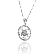 Neva jewelry Taşlı Yuvarlak Şans Kolye