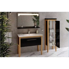 Creavit Mask 100CM LED Ayna-Etajer Siyah