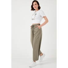 Lela Pamuklu Belden Bağlamalı Yüksek Bel Geniş Paça Cepli Regular Fit Pantolon Bayan Pantolon 668YP4760