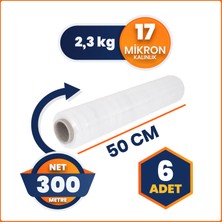 Poliner Palet Streç Film 17 Mikron Şeffaf 50 cm x 300 M 6 Adet