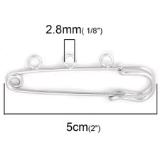 Fuhaidan Stil 2 Moda Demir Esaslı Alaşım Emniyet Pimi Broş Konnektörleri Takı Diy Bulgular Altın Gümüş Renk 3 Döngüler 50MM x 17MM, 10 Adet (Yurt Dışından)