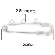 Fuhaidan Stil 2 Moda Demir Esaslı Alaşım Emniyet Pimi Broş Konnektörleri Takı Diy Bulgular Altın Gümüş Renk 3 Döngüler 50MM x 17MM, 10 Adet (Yurt Dışından)