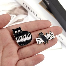 Fuhaidan XZ7446 Kedi Pace Emaye Pimler Özel Piyano Tuşları Yavru Kedi Nota Broşlar Yaka Rozetleri Hayvan Müzik Takı Hediye Çocuklar Için Arkadaşlar (Yurt Dışından)