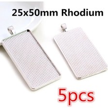 Fuhaidan 25X50MM Rodyum 5 Adet Sıcak Satış 10X25/10X50/25X50MM Cameo Dikdörtgen Çerçeveler Boş Kolye Cabochon Taban Ayarı Takı Yapımı Aksesuarları Malzemeleri (Yurt Dışından)