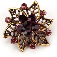 Fuhaidan 5463 Mor Baiduqiandu Marka Kristal Rhinestones Çiçek Pimleri ve Broşlar Kadınlar Için Elbise Parti Veya Diy Düğün Buketleri Takı (Yurt Dışından)