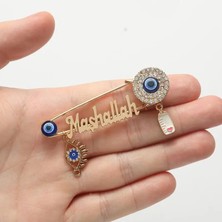 Fuhaidan A21215-ALTIN Moda Islam Müslüman Maşallah Türk Nazar Paslanmaz Çelik Broş Bebek Besleyici Pin Takı (Yurt Dışından)