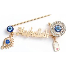 Fuhaidan A21215-ALTIN Moda Islam Müslüman Maşallah Türk Nazar Paslanmaz Çelik Broş Bebek Besleyici Pin Takı (Yurt Dışından)