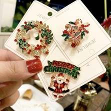 Fuhaidan 19 Noel Emaye Broş Kardan Adam Noel Baba Ağacı Çelenk Metal Pimleri Moda Takı Hediye Kadınlar Için Mutlu Noel Dekor Hediyeler (Yurt Dışından)
