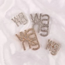 Fuhaidan Gümüş-Küçük 1 Adet Wang Mektup Rhinestone Broş Toka Küpe Karikatür Rozet Pin Basit Mizaç Avrupa Amerikan Moda Takı (Yurt Dışından)