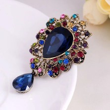 Fuhaidan W3 Yeni Su Damlası Büyük Orta Kristal Rhinestones Broş Bayanlar Takı Büyük Kırmızı Cam Broş Pin Kadınlar Için Düğün Takısı Hediyeler (Yurt Dışından)