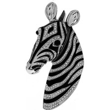 Fuhaidan Gümüş Cindy Xiang Emaye ve Yapay Elmas Zebra Broş Kadın ve Erkek Unisex Hayvan Pin Moda Ceket Takı 2 Renk Mevcuttur (Yurt Dışından)