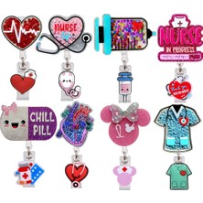 Fuhaidan A27 Karikatür Güzel Hemşire Doktor Parlak Pvc Tıbbi Malzemeler Geri Çekilebilir Rozet Makara Adı Kart Tutucu Sergi Anahtarlıklar Broşlar (Yurt Dışından)