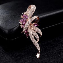 Fuhaidan 02 Zarif Kristal Bauhinia Broş Kadınlar Için Moda Taklidi Buket Broş Düğün Takısı Giyim Ceket Yaka Iğnesi (Yurt Dışından)
