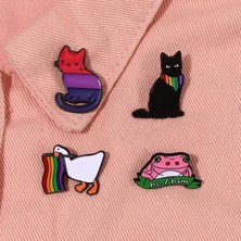 Fuhaidan 14 Sevimli Gökkuşağı Emaye Broş Diş Bulut Siyah Kedi Ördek Aşk Kitabı Bulut Gökkuşağı Metal Rozet Punk Yaka Pin Takı Aksesuar Hediye (Yurt Dışından)