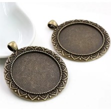 Fuhaidan N3-32 5 Adet/grup 35MM Iç Boyutu Antik Bronz ve Gümüş Renk Kaplama Vintage Barok Tarzı Cabochon Taban Ayarı Charms Kolye (Yurt Dışından)