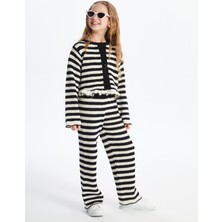 Dexia Sevilla - Örgü Detaylı Çizgili Pantolon - Siyah Stripe