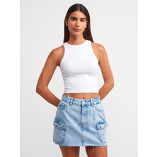 Dilvin 20810 Crop Top-Beyaz