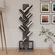Remaks Vira 6 Raflı Dekoratif Zikzak Dolaplı Kitaplık - Antrasit