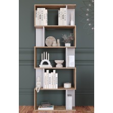 Remaks Lione 5 Raflı Asimetrik Kitaplık - Atlantik Çam - Beyaz