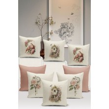 Bertille Home Flower/vintage Serisi Çift Tarafı Dijital Baskılı  8'li Kırlent Kılıfı Seti  (Cushion Cover Set)