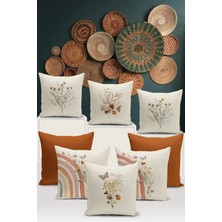 Bertille Home Flower/vintage Serisi Çift Tarafı Dijital Baskılı  8'li Kırlent Kılıfı Seti  (Cushion Cover Set)