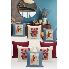 Bertille Home Sanat Serisi Çift Tarafı Dijital Baskılı  8'li Kırlent Kılıfı Seti  (Art Cover Set)