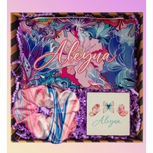 Ejoya Kişiye Özel Makyaj Çantası & Kişiye Özel Ayna & Saten Toka Hediye Seti 111041