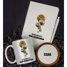 Ejoya Kişiye Özel Makine Mühendisi Tasarım Defter Kupa ve Bardak Altlığı Hediye Seti 81416