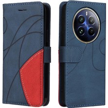 YH Market Realme 12 Pro Artı Kickstand Koruyucu Iki Renkli Dikiş Için Flip Case (Yurt Dışından)