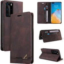 YH Market Huawei P40 Pro Premium Deri Iki Kart Yuvaları Kickstand Premium (Yurt Dışından)