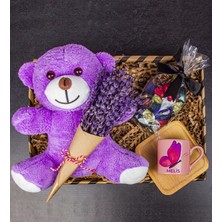 Ejoya Kişiye Özel Türk Kahvesi Fincanı & Çikolatalar & Lavantalı Peluş Ayı Hediye Kutusu 111739