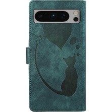 YH Market Google Piksel 8 Pro Flip Folio Cüzdan Kılıf Için Kılıf Kabartmalı Sevimli Kedi (Yurt Dışından)