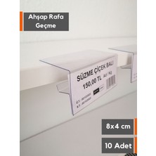 Şeffaf Etiket 10 Adet Pvc Etiketlik 18 mm Ahşap Raflar Için Şeffaf Etiketlik 8x4 cm, 18 mm Suntaya Geçme