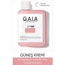 Gaia London Ton Eşitleyici, Aydınlık Etkili Yüksek Koruma ve Nemlendirici 50SPF Uva/uvb 100ML Güneş Kremi