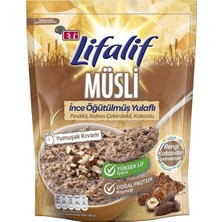 Eti Lifalif Ince Öğütülmüş Yulaflı Fındıklı, Kakao Çekirdekli, Kakaolu Müsli 250 G x 2 Adet