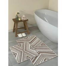Bluenity Ayers Doğal Pamuklu 2'li Banyo Paspası 60X100+50X60 cm - Bej