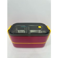 Vagonlife Bento Iki Katlı Paslanmaz Çelik Kolay Kilit Sefer Tası BL50002-2 pembe