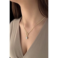 Fiyonk Kuyumculuk 14 Ayar Altın Renkli Yıldız Detaylı Balıksırtı Kolye