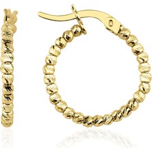 Fiyonk Kuyumculuk 14 Ayar Altın Işıltılı Dorika Küpe