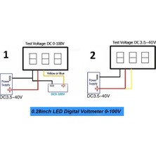 Robiz Voltmetre 0.28' 0-100V Mavi 3 Telli Dijital LED Gösterge Voltaj