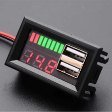 Robiz USB Soketli Voltmetreli Akü Kapasite Göstergesi 12V Pil Uyumlu