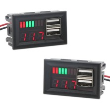 Robiz USB Soketli Voltmetreli Akü Kapasite Göstergesi 12V Pil Uyumlu