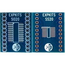 Robiz SOSS20 Pcb ( SO20 - SSOP20 ) SOIC20 SSOP20 To DIP20 Çevirici Pcb