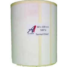 A1 Kirtasiyejet Etiket Termal Etiket 60 x 100 mm 5,000 Adet Termal Barkod Etiketi 500 Sarımlı 10 Rulo