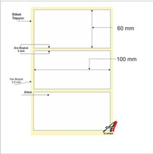 A1 Kirtasiyejet Etiket Termal Etiket 60 x 100 mm 5,000 Adet Termal Barkod Etiketi 500 Sarımlı 10 Rulo