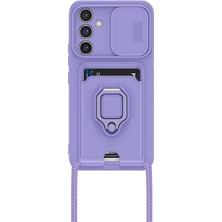 Nevarium Samsung Galaxy A25 5g Uyumlu Kılıf Zuma Kamera Sürgülü Kartvizitli Ipli Silikon Kılıf