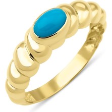 Fiyonk Kuyumculuk 14 Ayar Altın Bombeli Firuze Yüzük