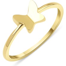 Fiyonk Kuyumculuk 14 Ayar Altın Taşsız Kelebek Yüzük